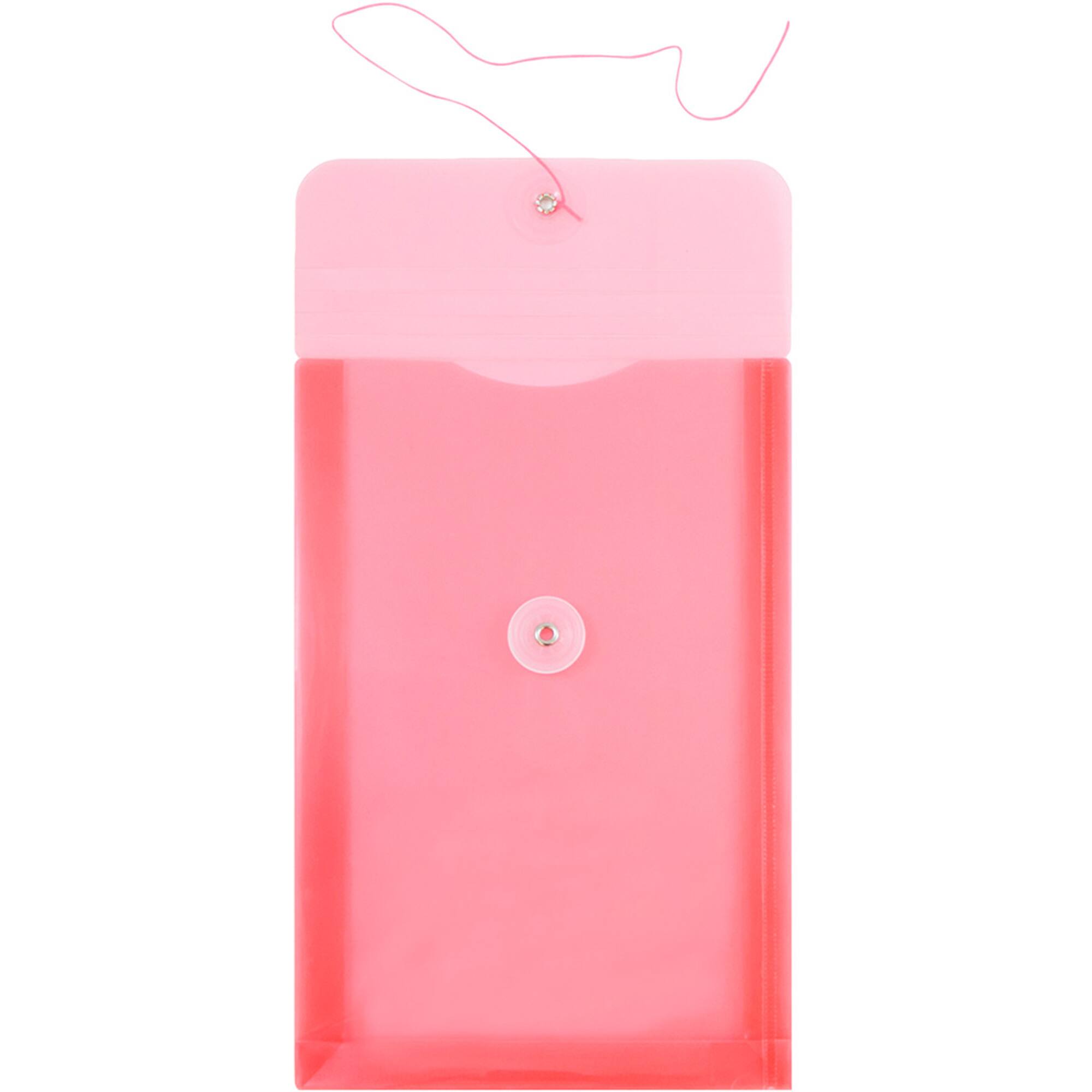 JAM Paper 6.25" x 9.25" Red Plastic Button String Open End Envelopes, 24ct.